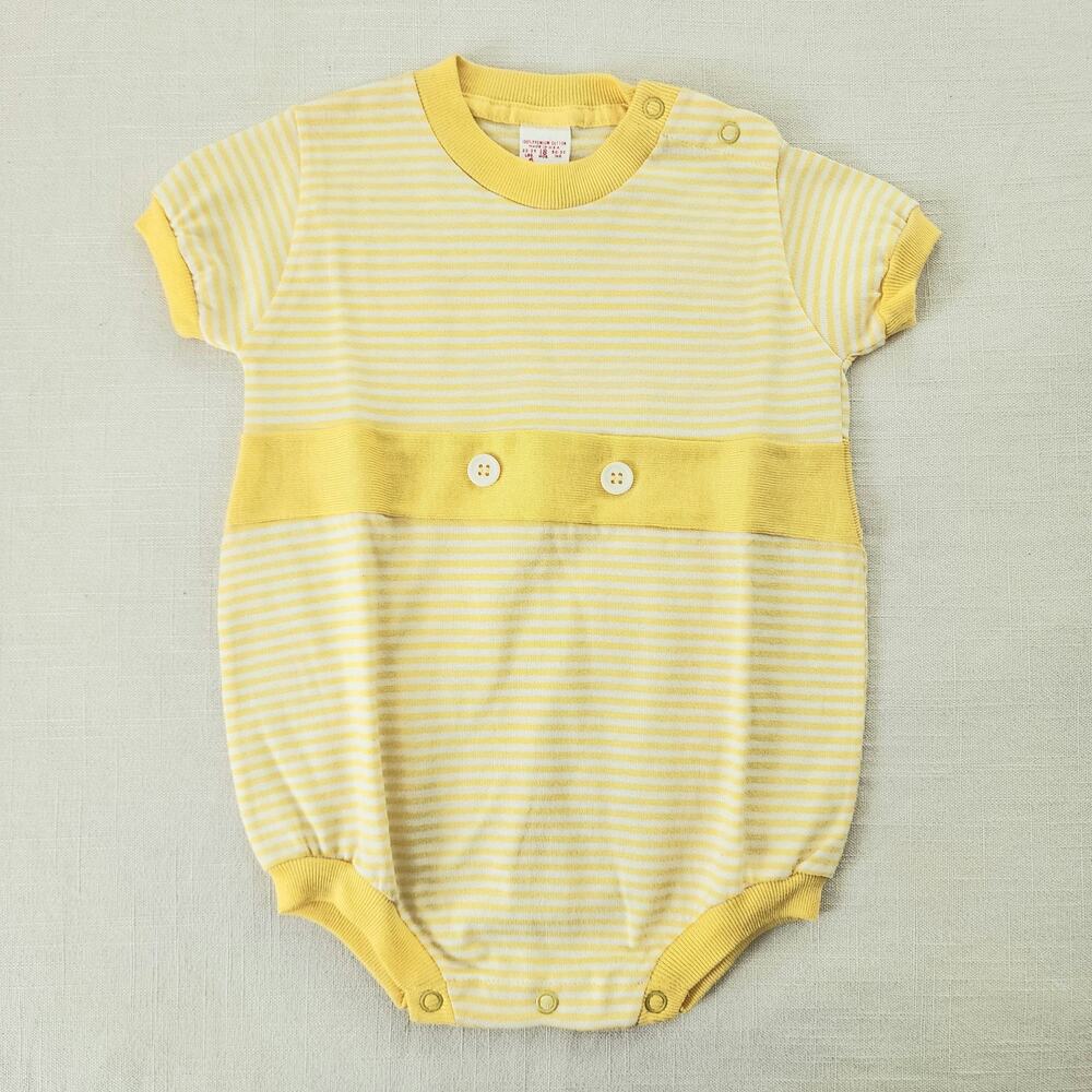 Vintage Yellow Striped Baby Romper